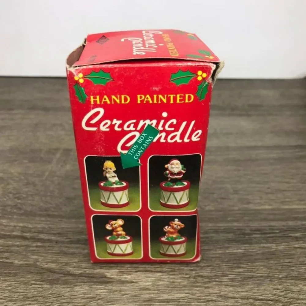 Vintage Artmark Christmas Angel Ceramic Candle Hand Painted NIB